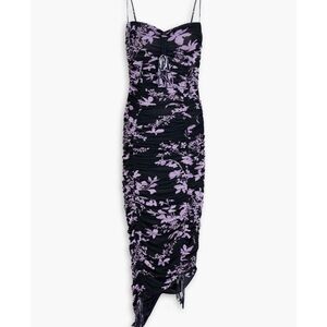 Navy & Lavender Floral Ruched Slip Dress